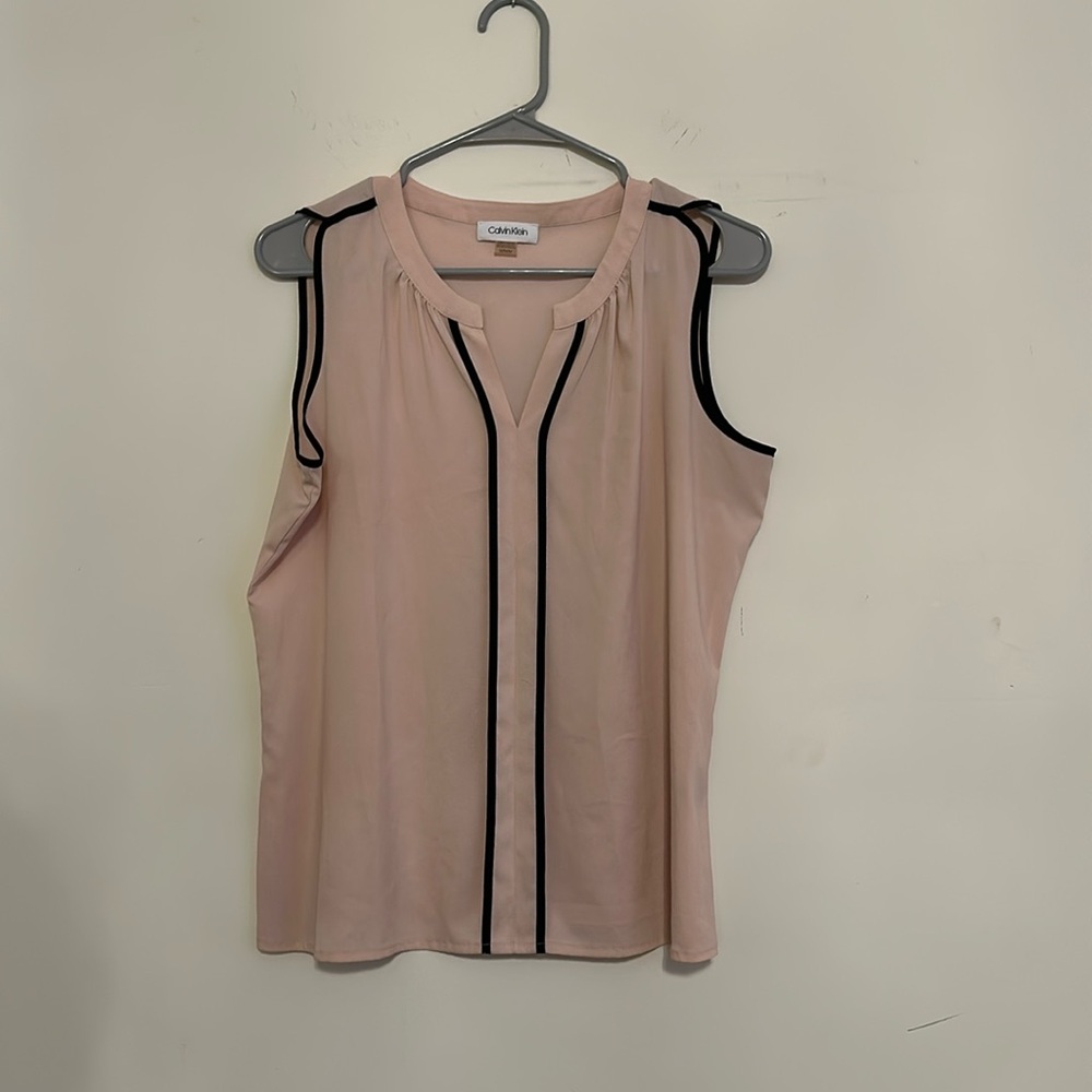 Black Trim Pink Blouse